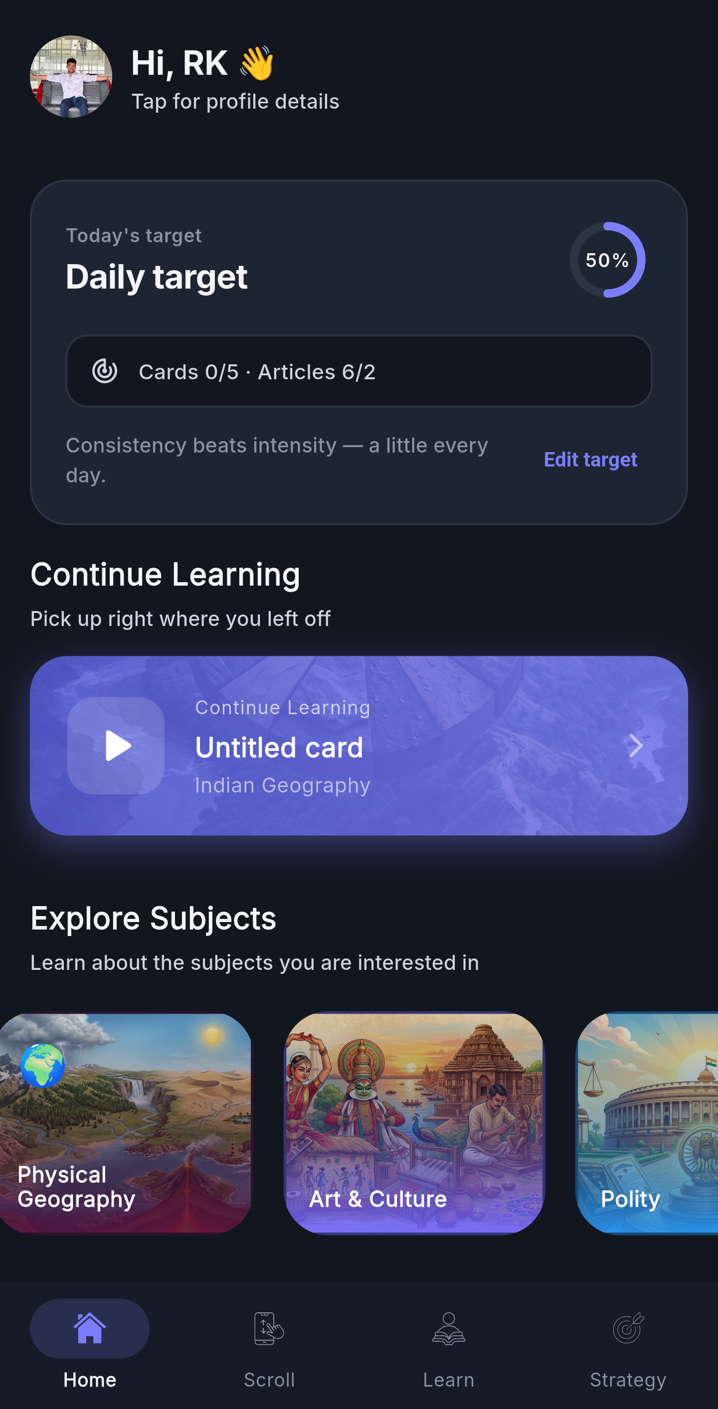 GyanGram Home dashboard screenshot